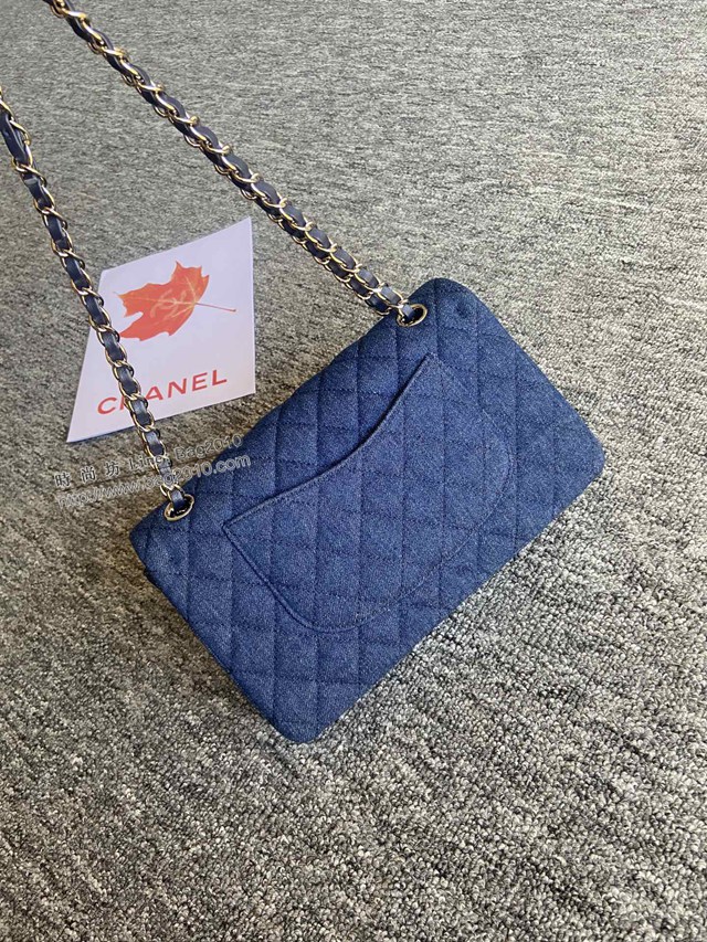 Chanel專櫃限量款Classic Flap Bag 01112布包 香奈兒CF單肩斜挎鏈條女包 djc4613